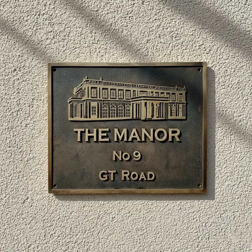 Traditional cast bronze house plaque |
Architectural bronze address sign