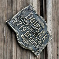 Custom brass and bronze address signage | Luxury brass 3D wall plaque