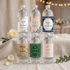 Elegant wedding water bottle with names