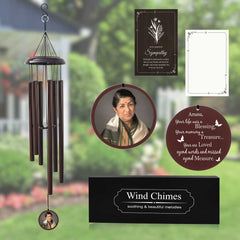Personalized photo wind chimes - Brown Personalized Wind Chime with Photo & Custom Engraving