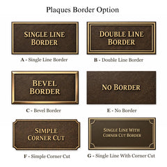 Various border options for plaques on a white background