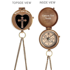 Engraved Compass with Leather Case, Religious Compass, God Compass, the Religious Gifts Compass Engraved Graduation Gift, Inspirational Gifts for for Loved one