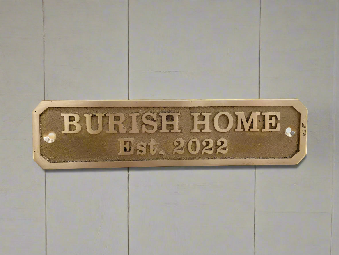 Polished brass address nameplate for home or office door display