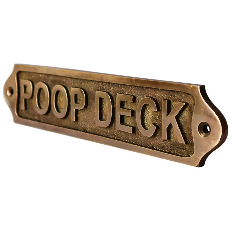 Poop Deck Brass Door Sign