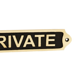 Custom black finish brass PRIVATE door plaque with pre-drilled holes