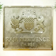 Solid brass address plaque with engraving | Brass wall plaque with custom logo design