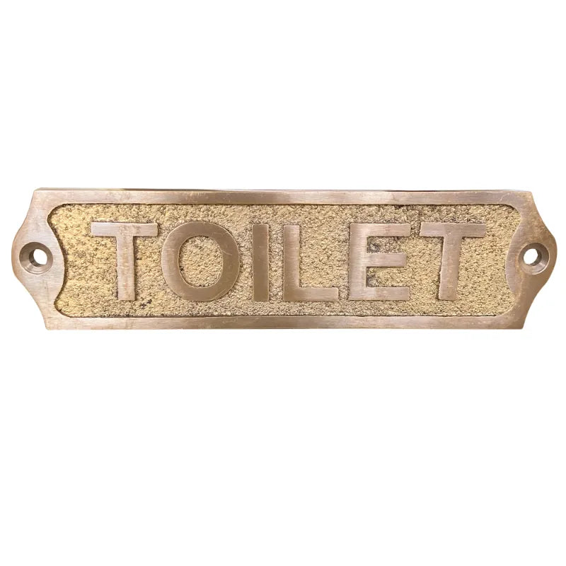 Bathroom door sign in brass