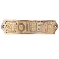 Bathroom door sign in brass