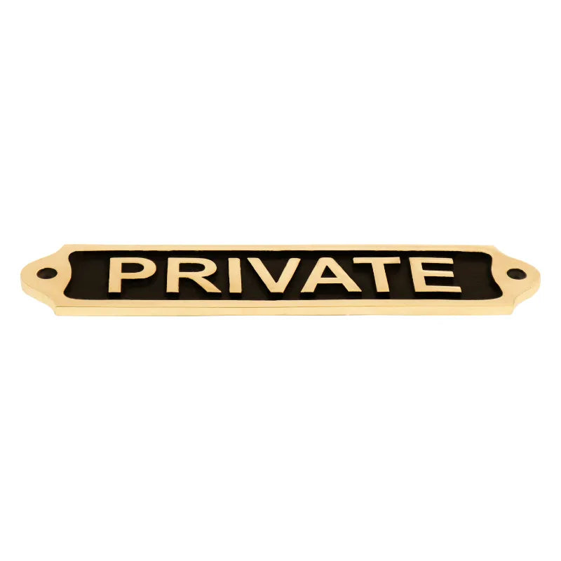 Durable brass PRIVATE sign for doors with easy wall mounting