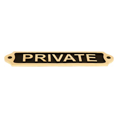 Durable brass PRIVATE sign for doors with easy wall mounting