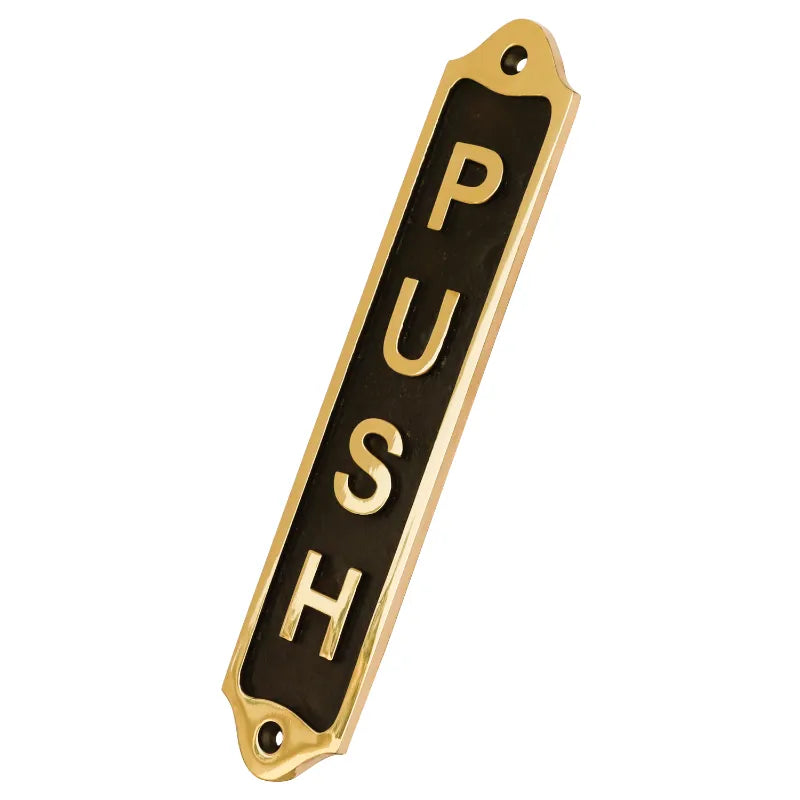 Gold engraved push sign for doors