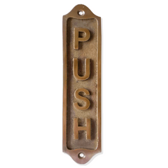 'Push' Door sign brass with an antique finish