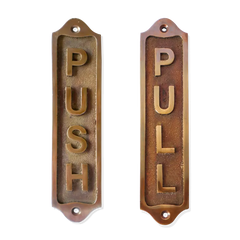 'Push & Pull' door sign in antique finish