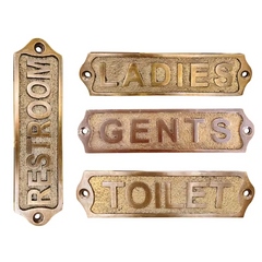 Set Of 4-Restroom+Ladies+Gents+Toilet Brass Plaques RLGTBP78