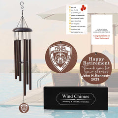Personalized police retirement wind chime with appreciation card