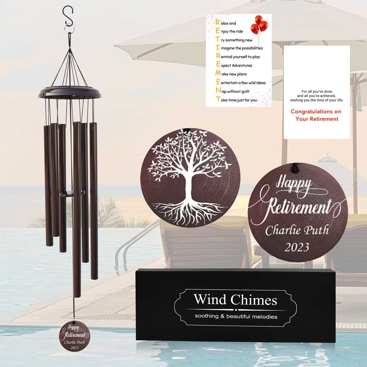 Retirement Wind Chime with Custom Name – Personalized Gift