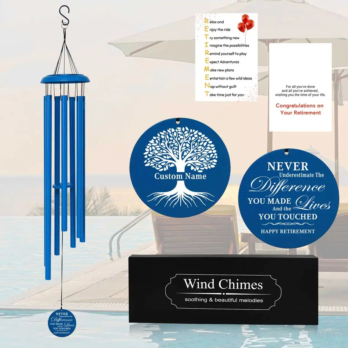 Retirement Wind Chime dark blue