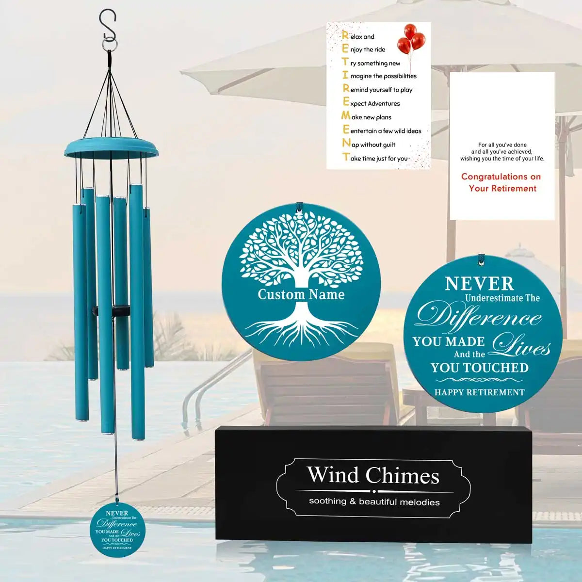 Retirement Wind Chime light blue