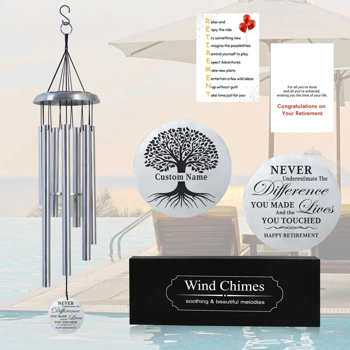 Retirement Wind Chime silver