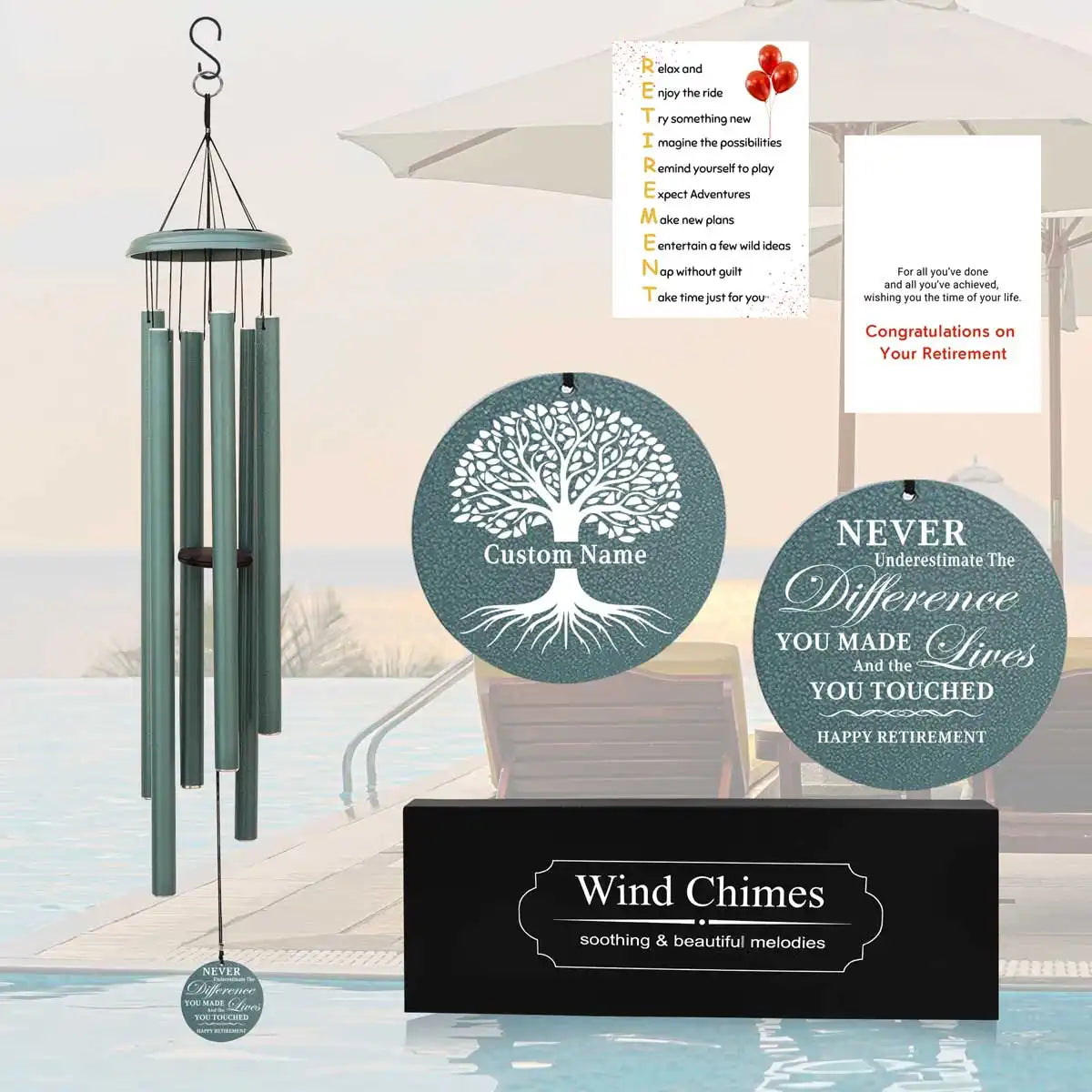 Retirement Wind Chime turkish green