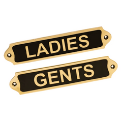Set Of 2-Ladies+Gents Brass Plaques LGBP22