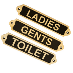 Ensemble De 3 Plaques En Laiton Dames+Hommes+Toilettes LGTBP23
