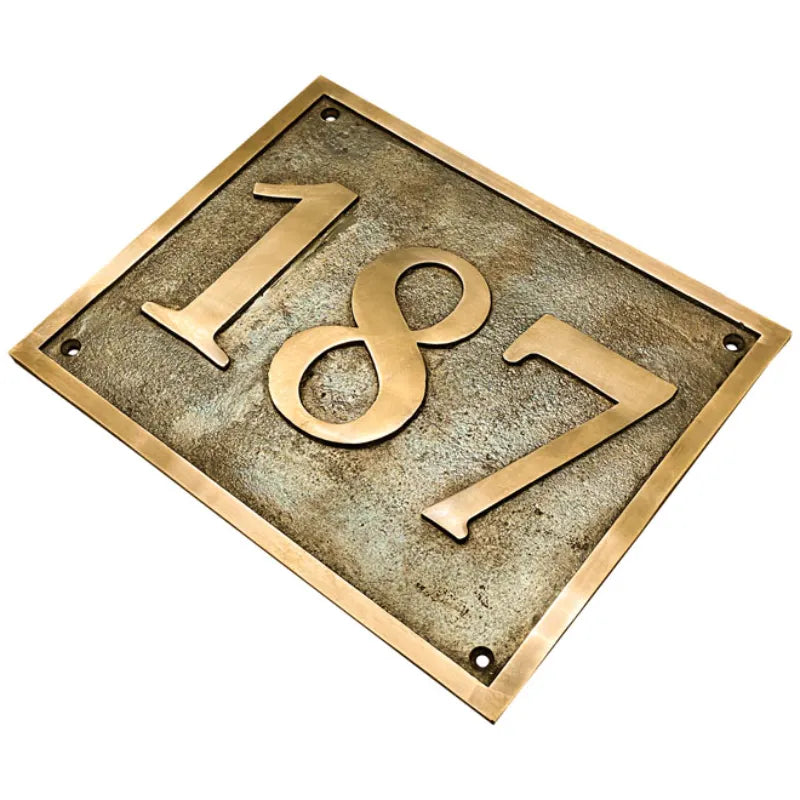Solid Brass Address Sign – Deep Engraved Door Number