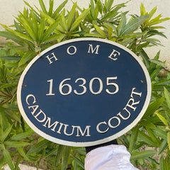 Rounded Custom Brass Address Plaque – Engraved Sign