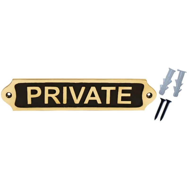 Brass door sign | Brass Private plate with black and gold finish