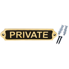 Brass door sign | Brass Private plate with black and gold finish