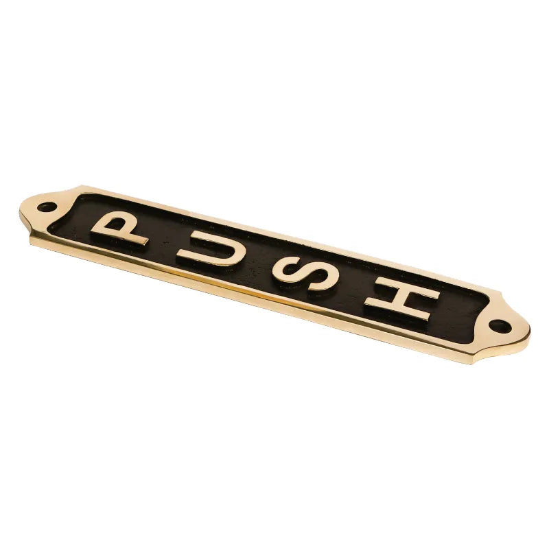 Modern push door marker, black and gold