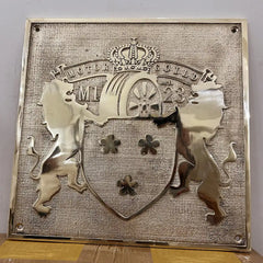 Brass plaque with engraved graphic | Business logo brass wall plaque