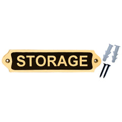 Premium brass storage door sign with mounting hardware 
