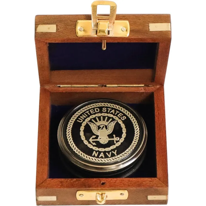 NKlaus Boussole De Poche Maritime 6 Cm – Laiton Doré Avec Chaîne 100 Cm