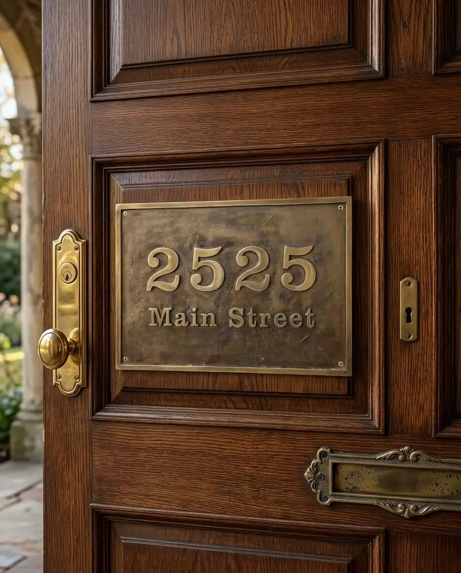Premium brass house number plaque for home entrance display