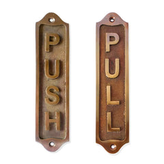 Plaque verticale Push Pull en laiton antique 22x5 cm