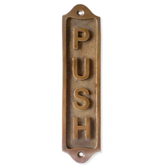 Placa Push Pull Vertical Latón Antiguo 22x5 cm