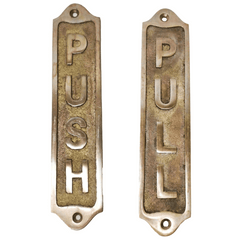 Brass Push Pull Plaque Set 22x5 cm