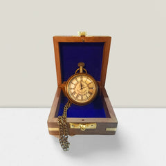 Reloj de bolsillo de latón con cadena y grabado personalizado BPCW10