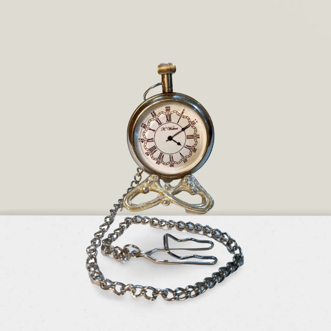 Silver Pocket Watch with Chain | Personalized Engraved Timepiece