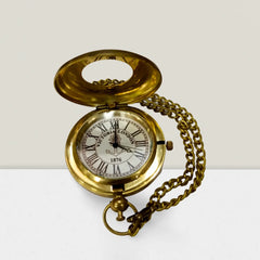 Reloj de bolsillo de latón con cadena y grabado personalizado BPCW19