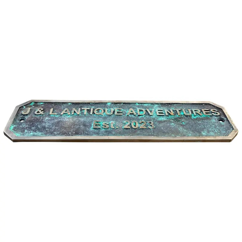 Vintage patina brass name plate for office