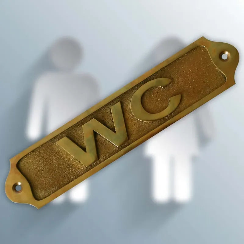 WC Brass Door Sign