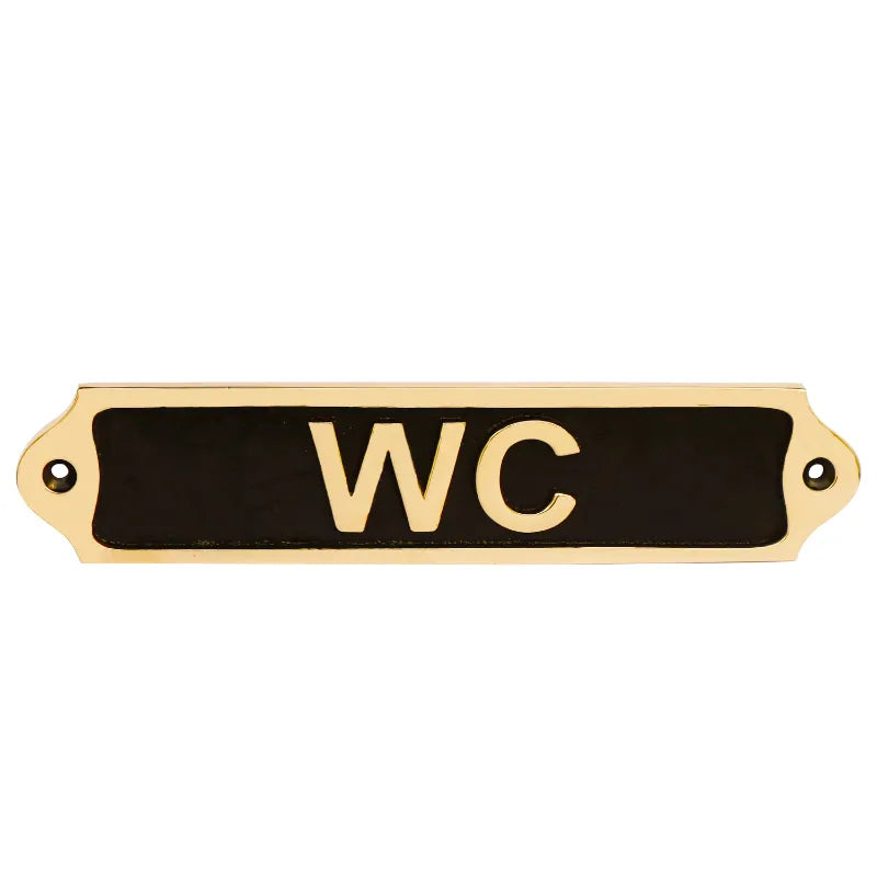 Engraved black brass WC plaque