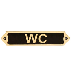 Engraved black brass WC plaque
