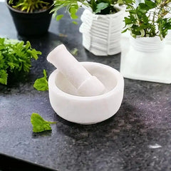 ‎White Marble 4X3 Inch Mortar and Pestle