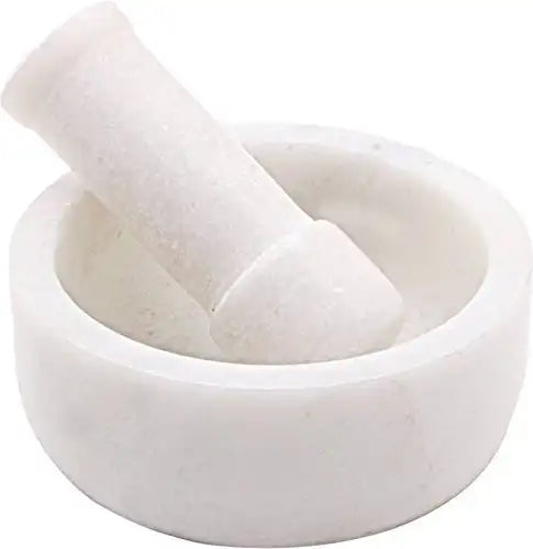 ‎White Marble 4X3 Inch Mortar and Pestle