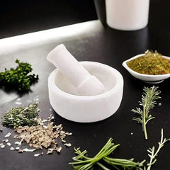 ‎White Marble 4X3 Inch Mortar and Pestle