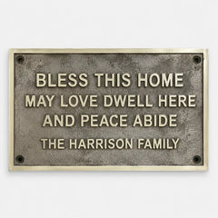 Engraved brass and bronze plaques with custom logo and inscription