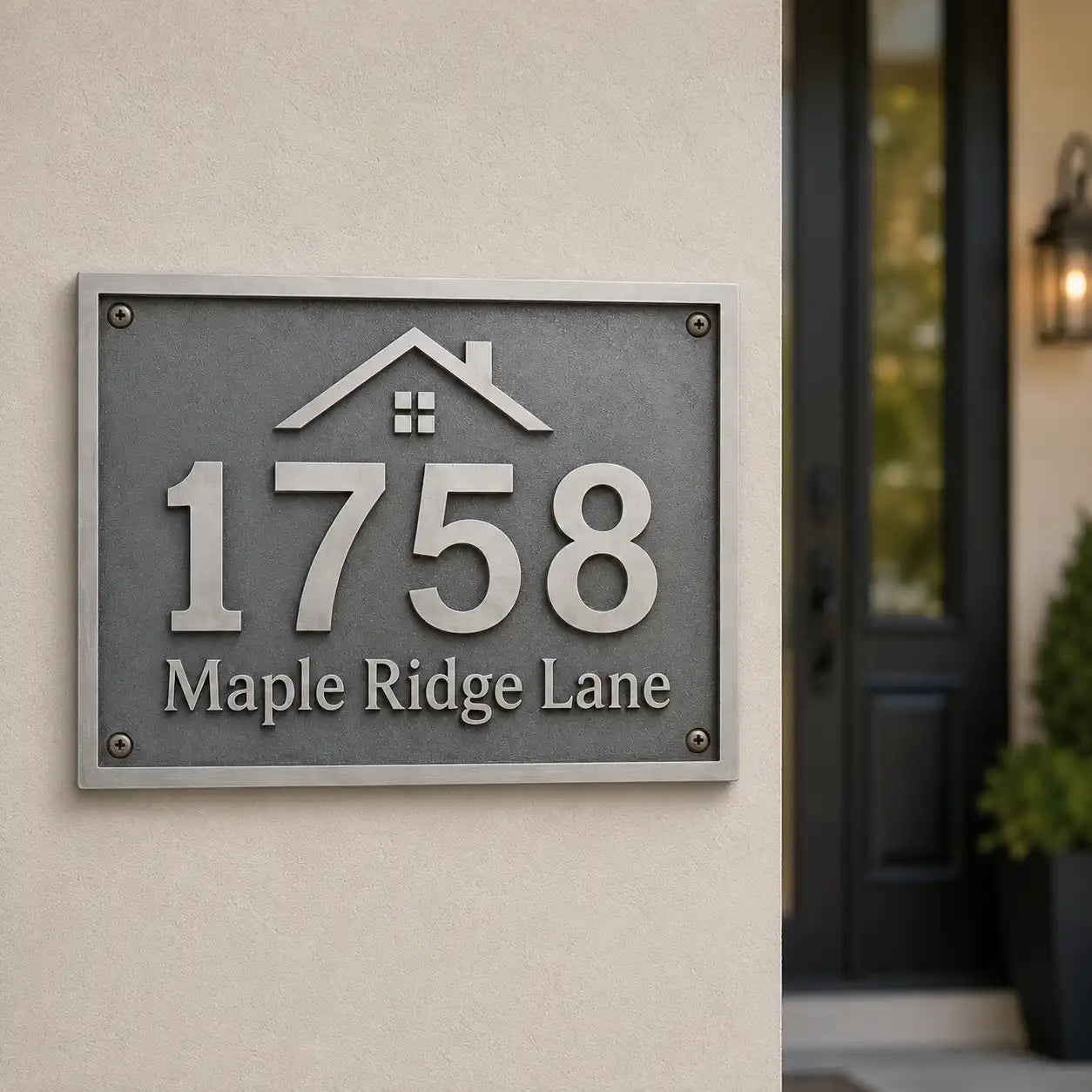 Bronze address plaque with personalized house number engraving